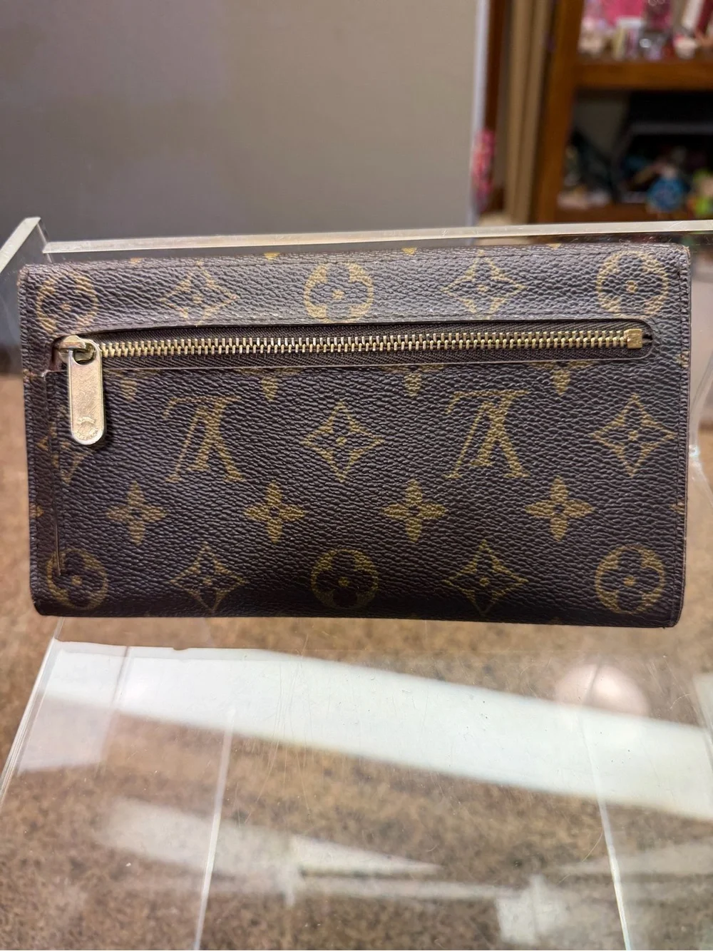 Authentic Louis Vuitton Brazza Wallet Monogram Canvas Brown France MI0058
